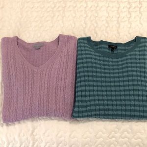 Two cable knit sweaters